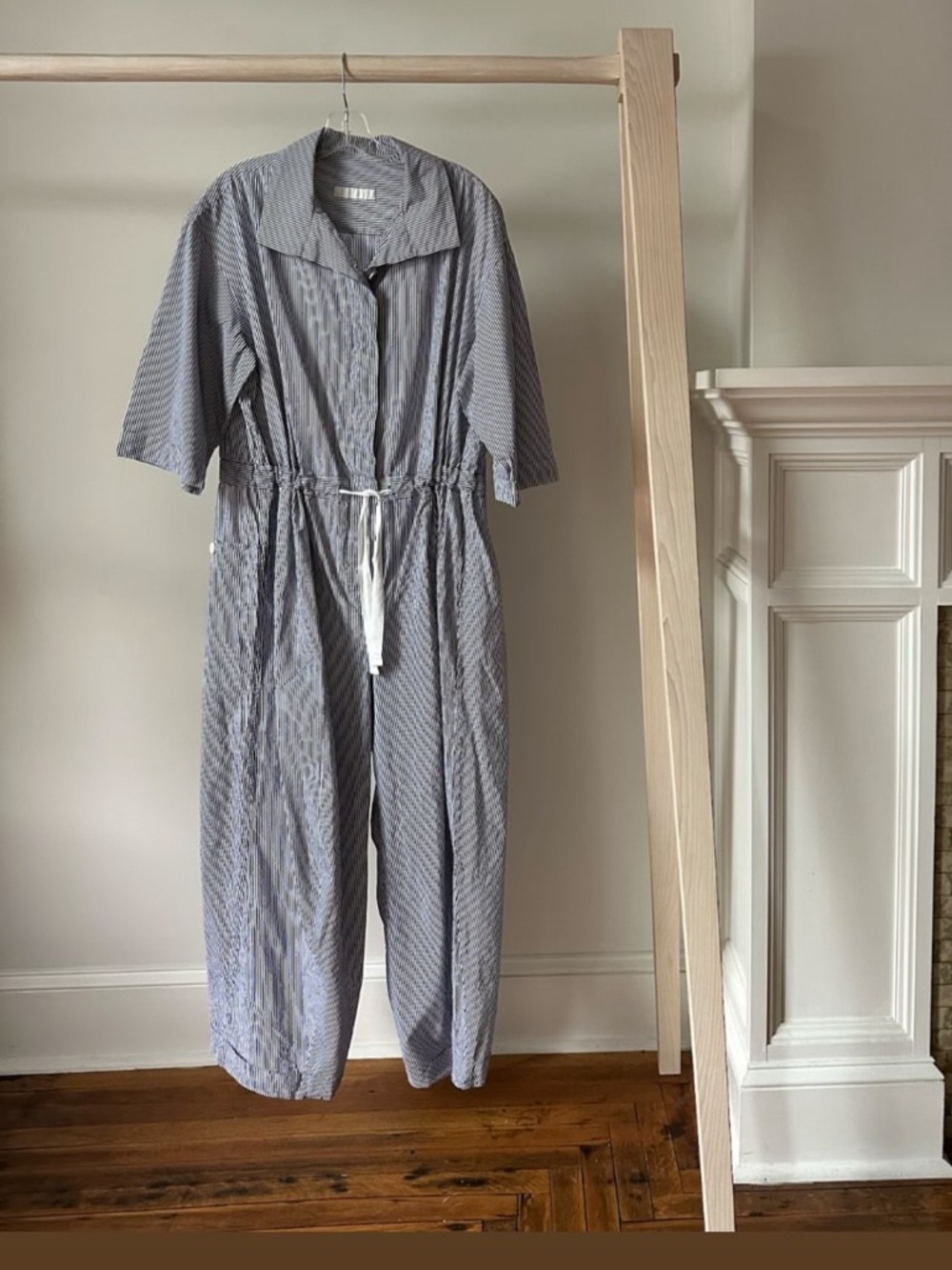 Casey Casey Stripe Cotton Jumpsuit in Blue - Size M